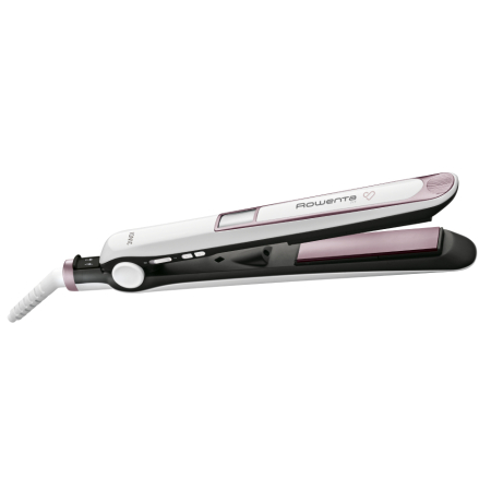 Baie - Placa de par Rowenta Premium Care 7/7 SF7460F0, setare temperatura 130° - 200°C, generator de ioni, invelis Cashmere Keratin cu ulei de argan, incalzire rapida in 30s, roz & alb