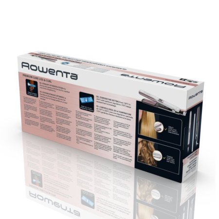 Placa de par Rowenta Premium Care Liss & Curl SF7660F0, reglare temperatura 130 - 200°C, LCD, invelis keratina, incalzire in 30s, alb & roz [3]