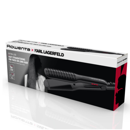 Placa de par Rowenta x Karl Lagerfeld Extra Liss SF411LF0, invelis Keratin & Glow, temperatura ajustabila 130°C - 230°C, afisaj LED, varf rece, incalzire rapida in 30 secunde, negru [5]