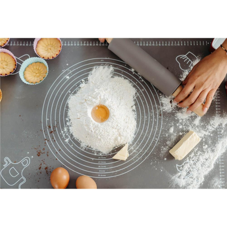 Plansa din silicon alimentar de framantat aluat, rezistenta la temperaturi ridicate, 65x45cm, gri [19]