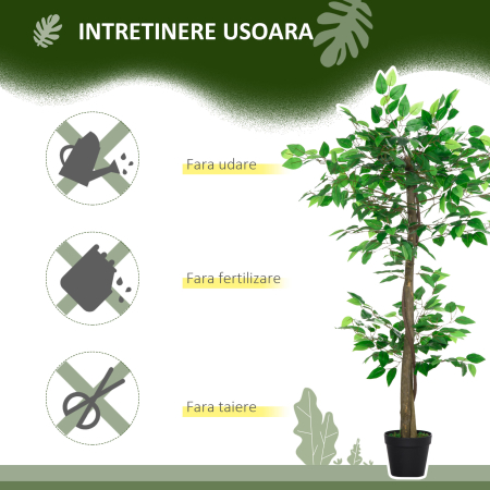 Planta Artificiala  Arbore de Ceai cu 546 de Frunze Realistice si Ghiveci din Ciment 120 cm Verde [5]