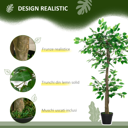 Planta Artificiala  Arbore de Ceai cu 546 de Frunze Realistice si Ghiveci din Ciment 120 cm Verde [4]