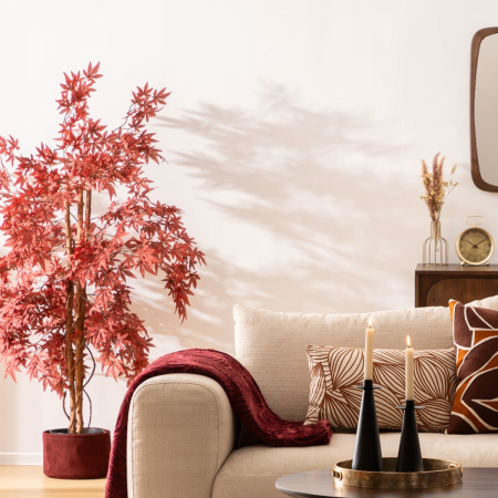 Planta artificiala artar de toamna cu ghiveci, frunzis multicolor nuante calde, fara intretinere, 60x60x150 cm [1]