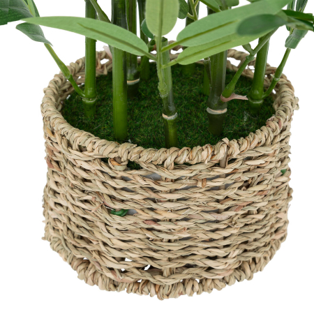 Planta artificiala bambus cu ghiveci natural, fara intretinere, ideala birou sau raft, 32x32x46 cm, verde [2]