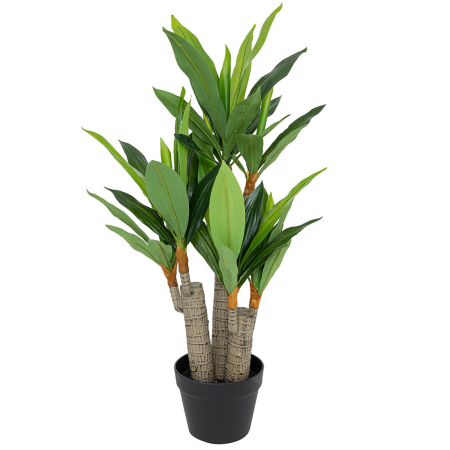 Plante artificiale - Planta artificiala dracena cu ghiveci, frunze alungite PE, aspect natural vertical, fara intretinere, 65x55x105 cm, verde