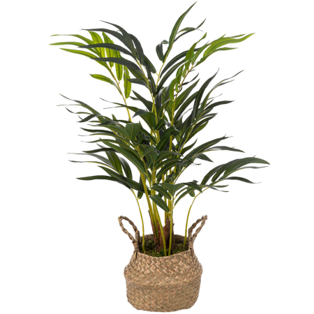 Plante artificiale - Planta artificiala palmier cu ghiveci natural, frunze EVA realiste, fara intretinere, 50x50x80 cm, verde