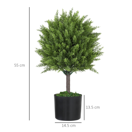  Planta Artificiala Cedru Rezistenta la Raze UV cu Ghiveci, Ø14,5x55 cm, Verde [2]