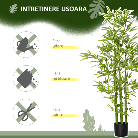  Planta Artificiala de Bambus 150 cm Inaltime cu Ghiveci Inclus pentru Interior si Exterior - Verde [6]