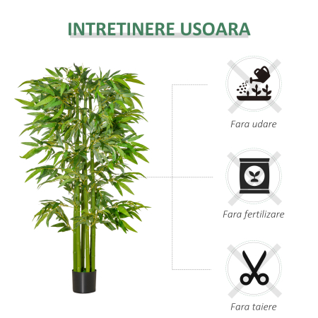  planta artificiala de bambus, cu ghiveci, 160cm, verde [6]