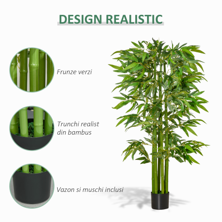  planta artificiala de bambus, cu ghiveci, 160cm, verde [4]