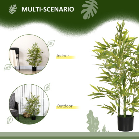  Planta Artificiala de Bambus inalta de 90 cm cu 504 Frunze din PEVA si PP Verde cu Ghiveci din Ciment Ø15x12.5 cm [4]