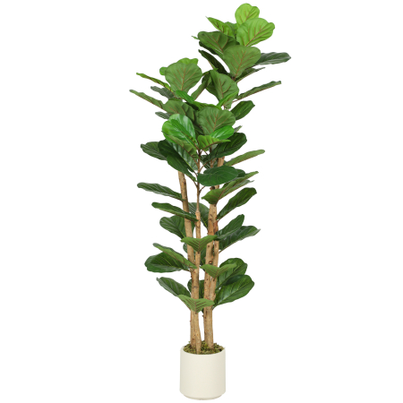 Plante artificiale -  Planta Artificiala de Smochin Verde in PEVA si Lemn cu Ghiveci din PP si Baza din Ciment, 50x50x150 cm