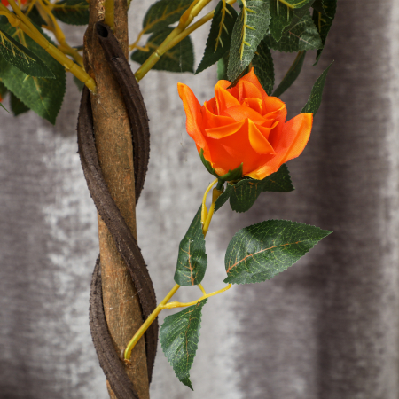  Planta Artificiala de Trandafir cu 21 de Flori Ø18x90 cm Portocaliu cu Vas [7]