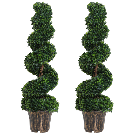 Living & hol -  Planta Artificiala Decorativa Buxus in Spirala cu Ghiveci Inclus, Ф32x120 cm, Verde