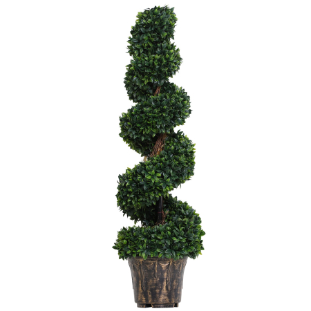 Living & hol -  Planta Artificiala Decorativa Buxus in Spirala cu Ghiveci Inclus, Ф32x120 cm, Verde