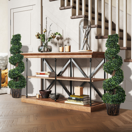  Planta Artificiala Decorativa Buxus in Spirala cu Ghiveci Inclus, Ф32x120 cm, Verde [1]