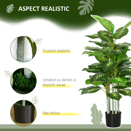  Planta Artificiala Decorativa, inalta de 120 cm, cu Ghiveci Negru pentru Interior si Exterior [3]