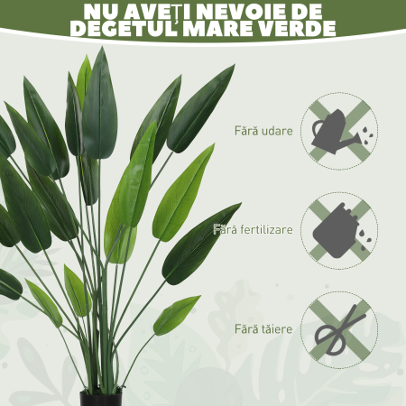 Planta artificiala verde Pasarea Paradisului cu 20 de frunze, 140 cm, cu ghiveci, din PE, PEVA si PP [6]