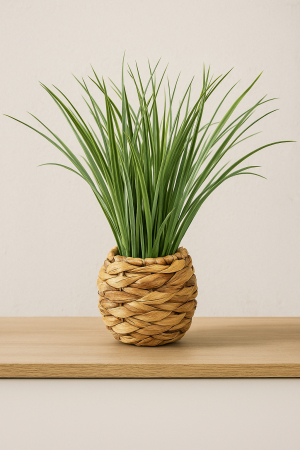 Planta decorativa Atmosphera, iarba in ghiveci impletit, 18x46 cm, maro natur [5]