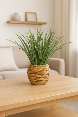 Planta decorativa Atmosphera, iarba in ghiveci impletit, 18x46 cm, maro natur [3]