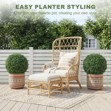  Plante Decorative Artificiale din Buxus cu 682 de Frunze, Rezistente la UV, inaltime 42 cm [7]