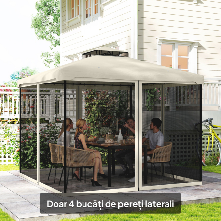  Plasa de Tantari pentru Corturi cu Perdele de Rezerva Universale cu Balamale, 302x207cm - Negru / Bej [4]