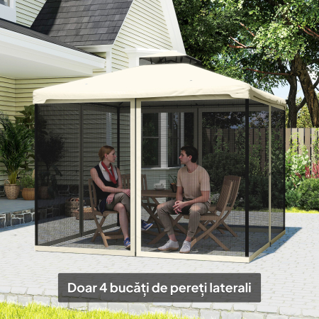  Plasa de Tantari pentru Corturi cu Perdele de Rezerva Universale cu Balamale, 302x207cm - Negru / Bej [7]