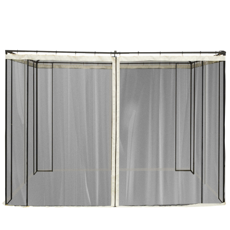  Plasa de Tantari pentru Corturi cu Perdele de Rezerva Universale cu Balamale, 302x207cm - Negru / Bej [1]