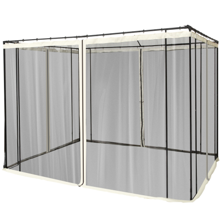 Prelate, pavilioane, umbrele terasa -  Plasa de Tantari pentru Corturi cu Perdele de Rezerva Universale cu Balamale, 302x207cm - Negru / Bej