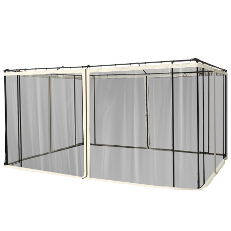 Prelate, pavilioane, umbrele terasa -  Plasa de Tantari pentru Corturi cu Perdele de Rezerva Universale cu Balamale, 335x207cm - Negru / Bej