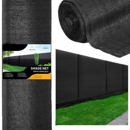 Plasa umbrire si intimitate pentru gard, 1.5m latime, 25m lungime, 140g densitate, negru [9]