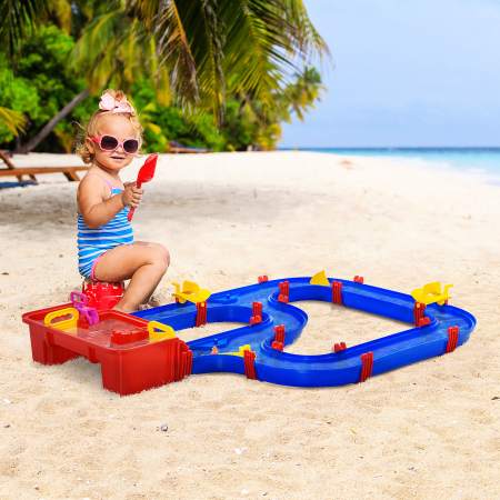  Playset pentru apa 53 Piese pentru Copii 3-6 Ani, din PP, 123x90x7cm, Albastru si Rosu [1]