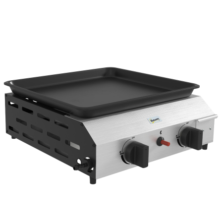 Gradina & balcon -  Plita de gratar pe gaz cu 2 arzatoare, suprafata antiaderenta si putere de 4,8 kW, argintiu
