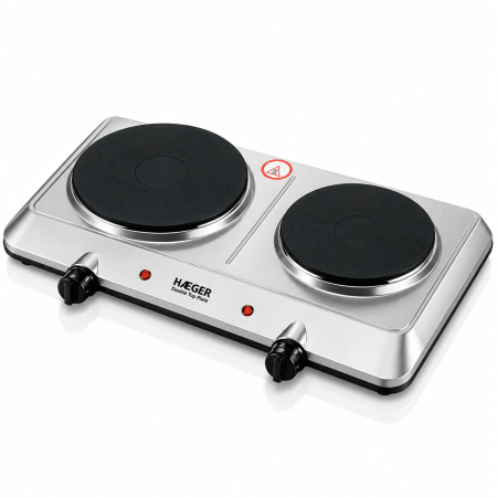 Plita electrica dubla HAEGER DOUBLE TOP DISC, 2250 W, 180 si 150 mm, 5 trepte putere, Oprire automata de siguranta, Picioare antiderapante, Inox [4]