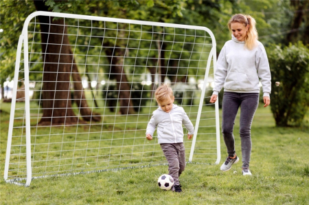 Poarta de fotbal pentru copii, 213x152x75 cm, alb – otel durabil, usor de asamblat, ideala pentru joaca in aer liber [1]