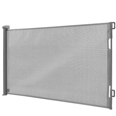 Dormitor & birou - Poarta siguranta retractabila extensibila copii animale, 162x86 cm, montaj perete, gri