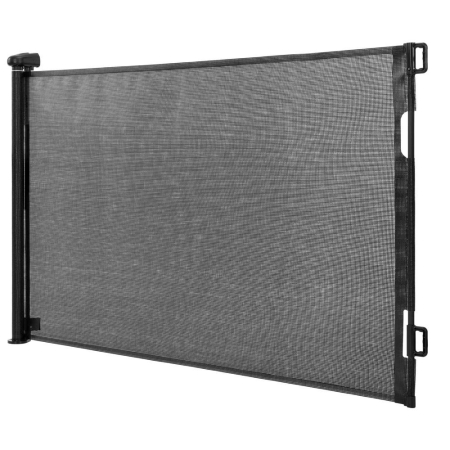Poarta siguranta retractabila extensibila copii animale, 162x86 cm, montaj perete, negru