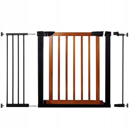 Jucarii si accesorii - Poarta de siguranta Safety Gate pentru scari, ajustabila 111-117 cm, din otel si lemn, negru maro