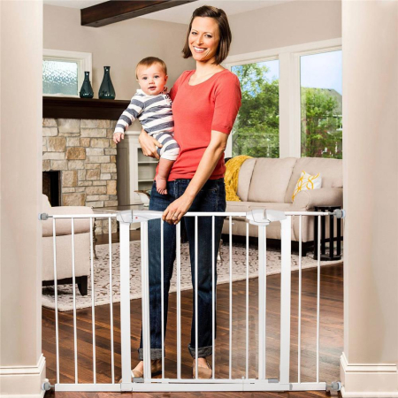 Poarta de siguranta Safety Gate pentru scari, ajustabila 111-120 cm, din otel, alba [7]