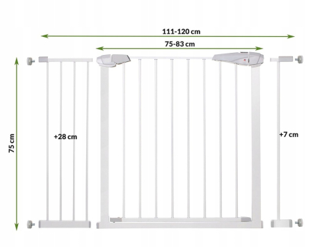 Poarta de siguranta Safety Gate pentru scari, ajustabila 111-120 cm, din otel, alba [6]