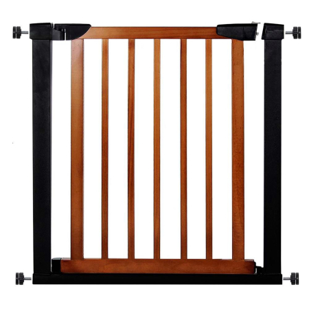 Jucarii si accesorii - Poarta de siguranta Safety Gate pentru scari, ajustabila 75-82 cm, din otel si lemn, negru maro