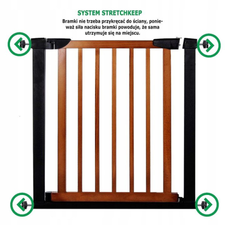 Poarta de siguranta Safety Gate pentru scari, ajustabila 83-89 cm, din otel si lemn, negru maro [2]