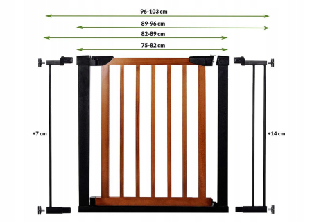 Poarta de siguranta Safety Gate pentru scari, ajustabila 96-103 cm, din otel si lemn, negru maro [1]