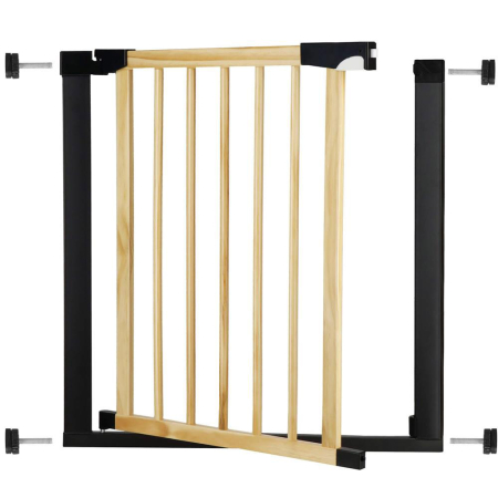 Mobila - Poarta de siguranta Safety Gate pentru scari, ajustabila, din lemn cu structura otel, 75-82cm, negru maro