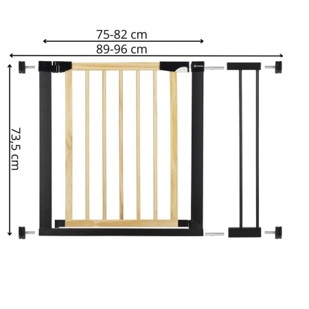 Poarta de siguranta Safety Gate pentru scari, ajustabila, din lemn cu structura otel, 89-96cm, negru maro [11]