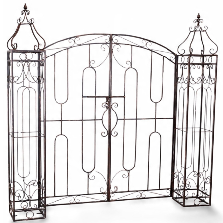 Poarta pentru gradina metalica decorativa, suport plante cataratoare, 170x26x163 cm, stil vintage maro antichizat [1]