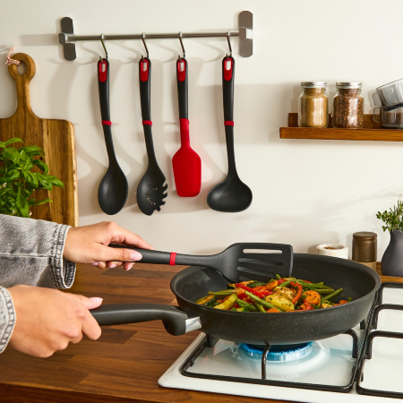 Polonic Tefal Ingenio+ K1980434, rezistenta la temperaturi inalte, compatibilitate cu masina de spalat vase, plastic, negru & rosu [7]