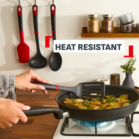 Polonic Tefal Ingenio+ K1980434, rezistenta la temperaturi inalte, compatibilitate cu masina de spalat vase, plastic, negru & rosu [1]