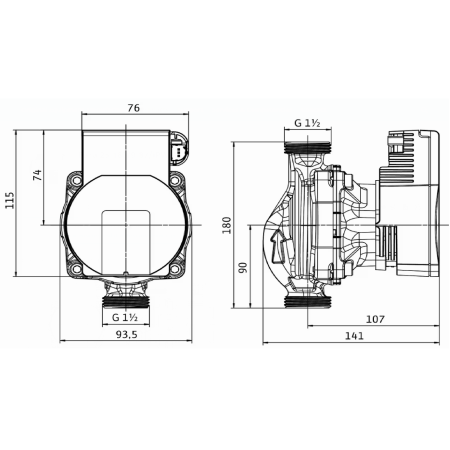 Pompa de circulatie Giacomini P76WIY019 (Wilo Para), 25-180/9, inaltime pompare 9 m H2O, racord G 1 1/2" filet exterior, lungime 180 mm [5]