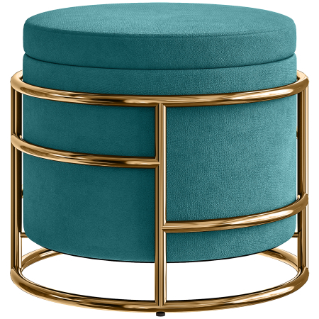 Living & hol - Pouf  Rotund in Catifea cu Compartiment de 24L si Capac Detasabil, Ø42x39 cm, Verde